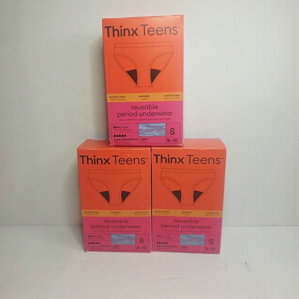 NEW 3 Boxes Thinx Teens Reusable Period Underwear size Small 9-10